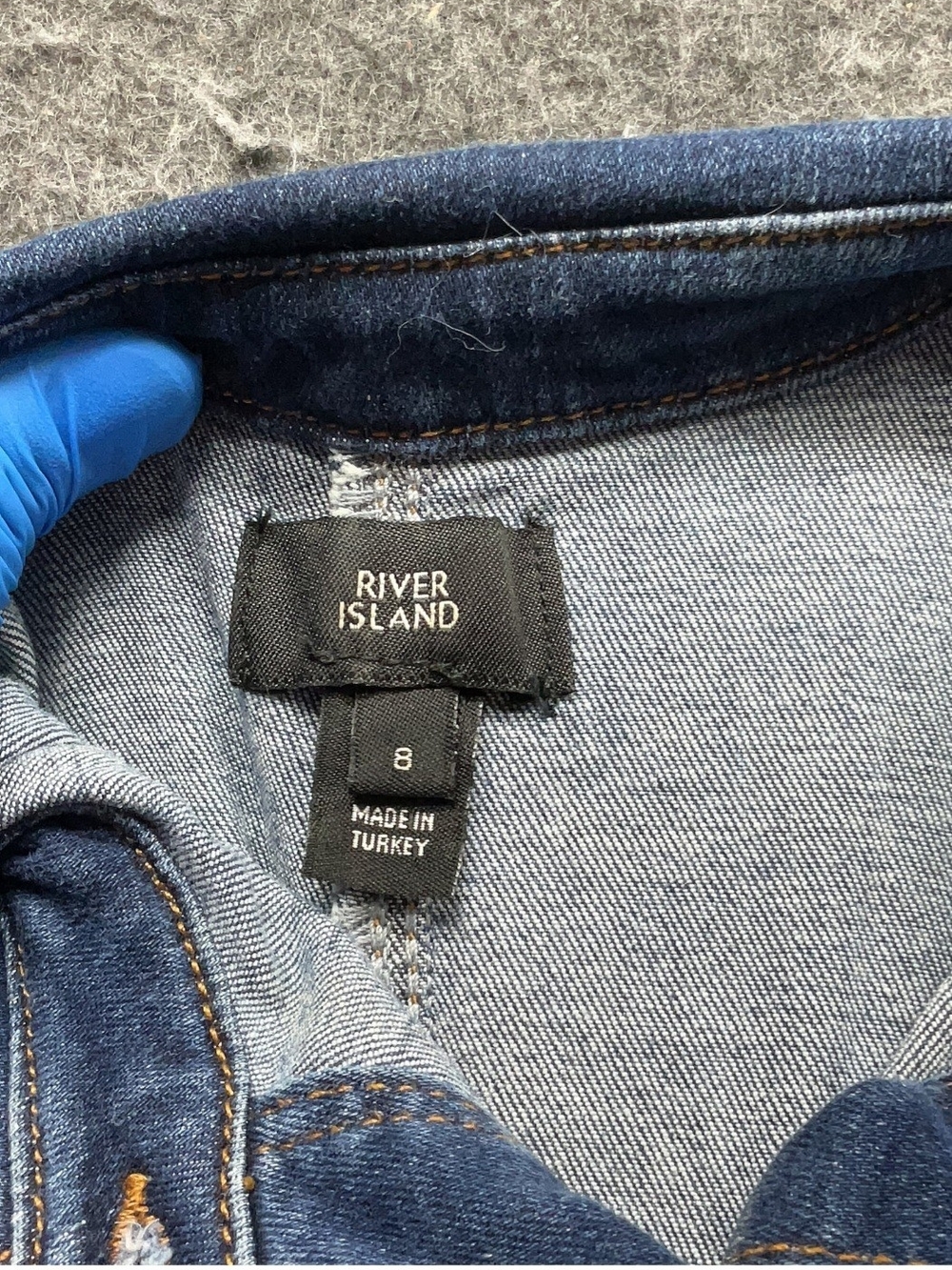 River Island Dark Blue Denim Button-Front Mini Dress - Picture 3 of 4